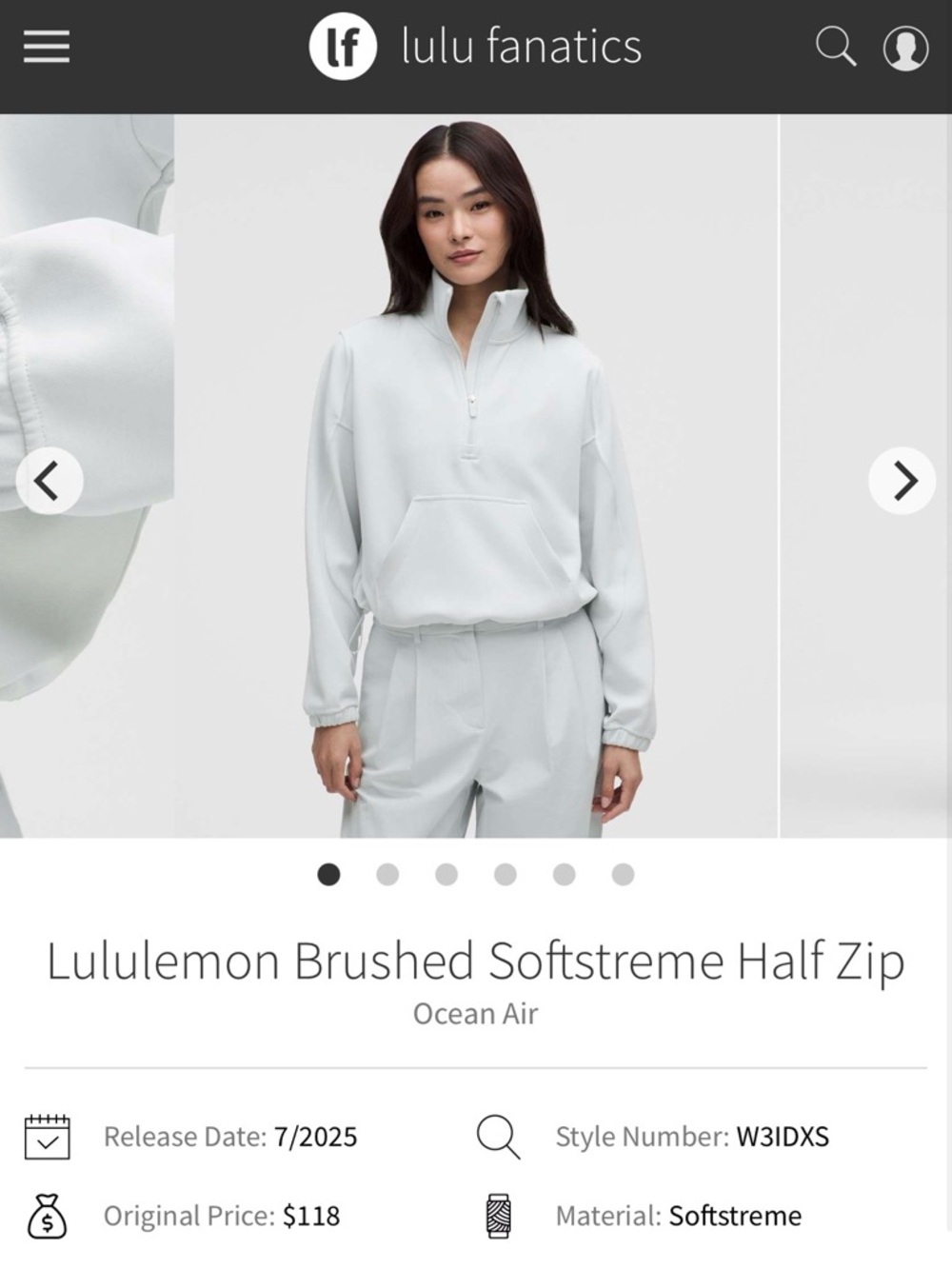 lululemon athletica Brushed Softstreme Half Zip in Ocean Air (Light Blue)